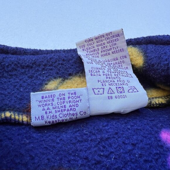90’s Kid Small 7 VTG Disney Winnie the Pooh All Over Fleece Hoodie Pullover - Picture 4 of 8
